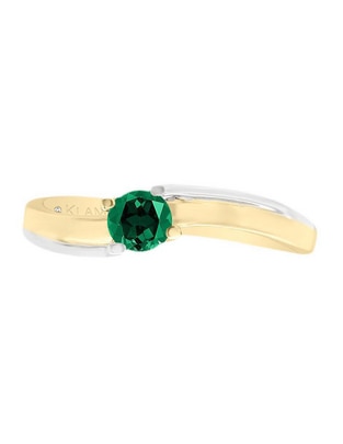 Anillo redondo Raiza 14 k de oro amarillo esmeralda brillante Anillo redondo Raiza 14 k de oro amarillo esmeralda brillante