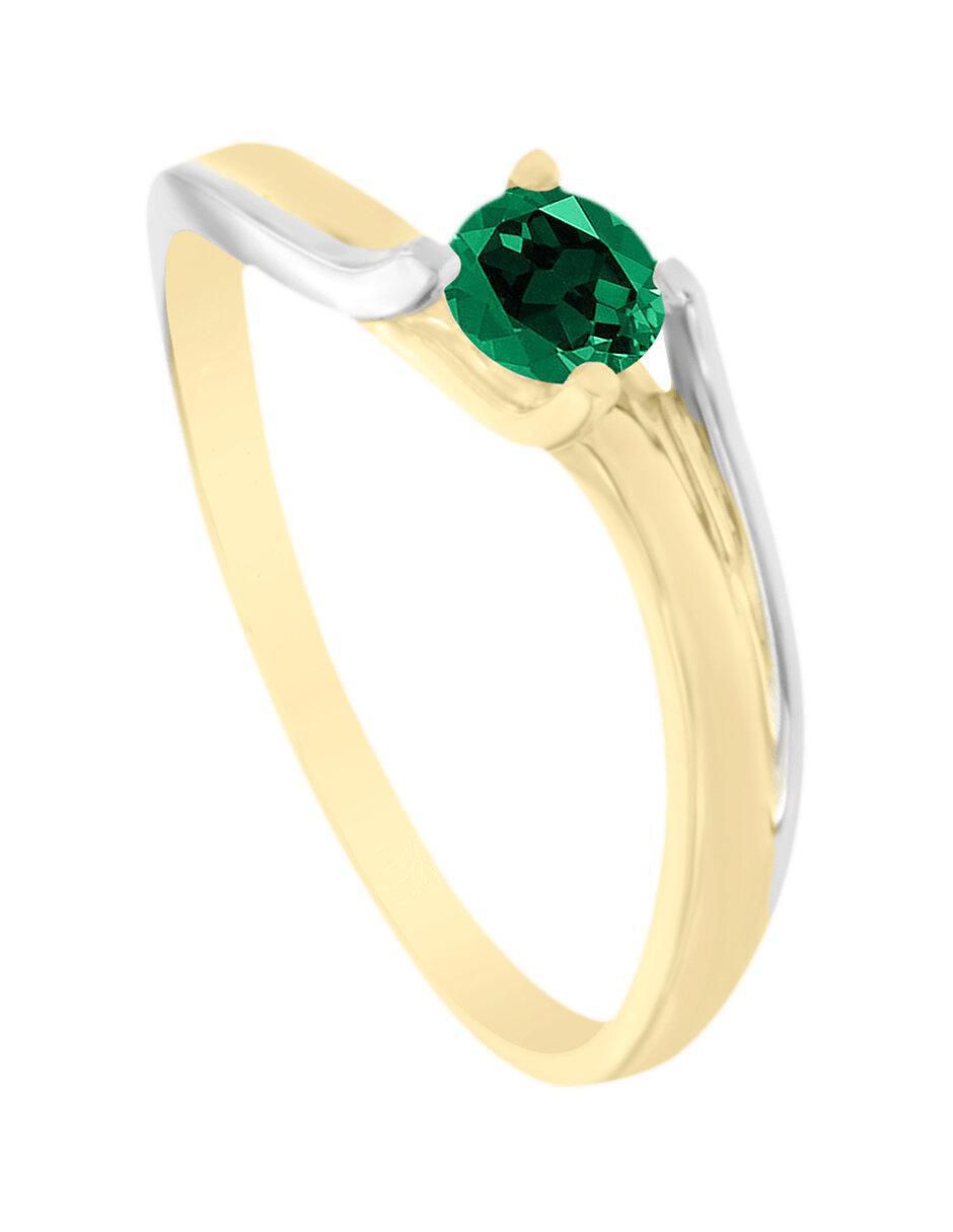 Anillo redondo Raiza 14 k de oro amarillo esmeralda brillante 3