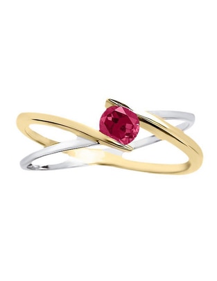 Anillo redondo Rosen 14 k de oro amarillo rubí brillante Anillo redondo Rosen 14 k de oro amarillo rubí brillante