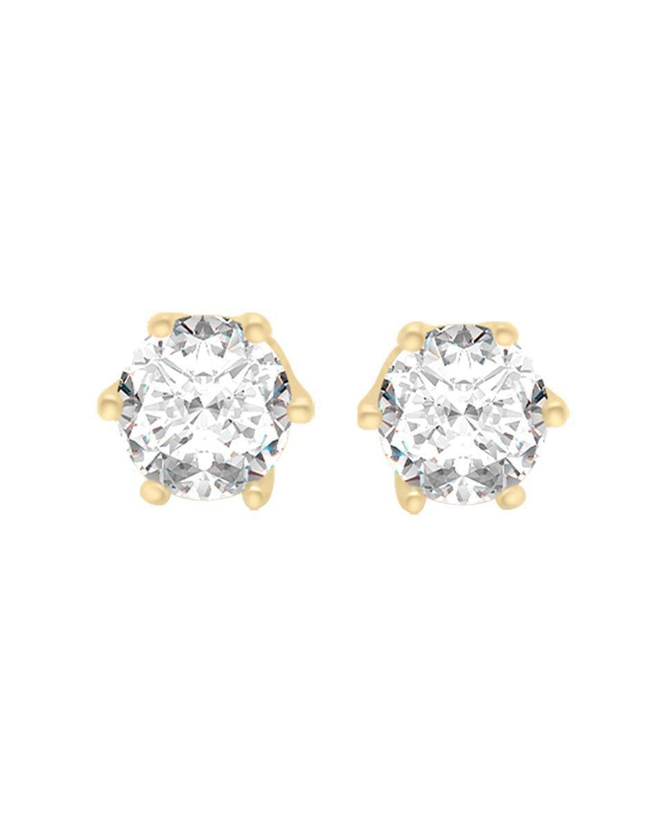 Broqueles redondos de oro con acabado brillante diamante