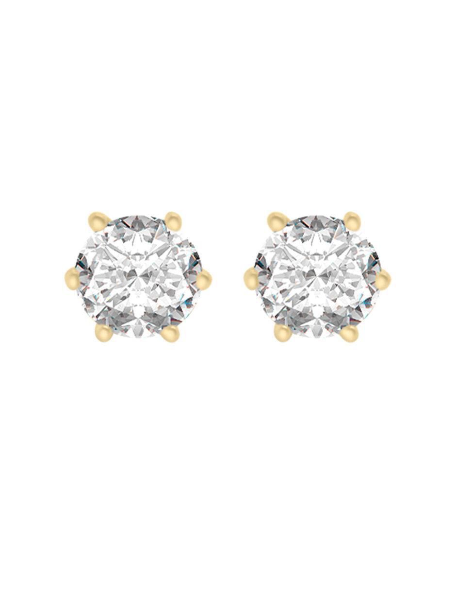 Broqueles redondos de oro con acabado brillante diamante