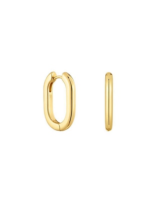 Aretes de aro circulares Basic de plata P 925 con acabado baño de oro 1