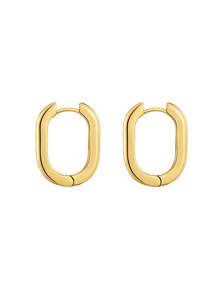 Aretes de aro circulares Basic de plata P 925 con acabado baño de oro 2
