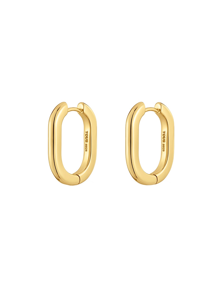 Aretes de aro circulares Basic de plata P 925 con acabado baño de oro 3