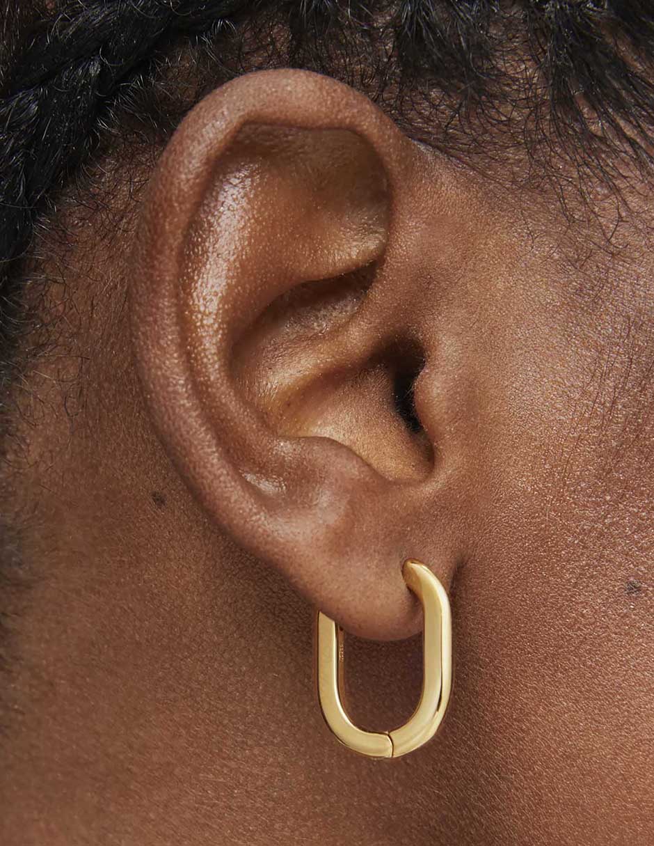 Aretes de aro circulares Basic de plata P 925 con acabado baño de oro 6