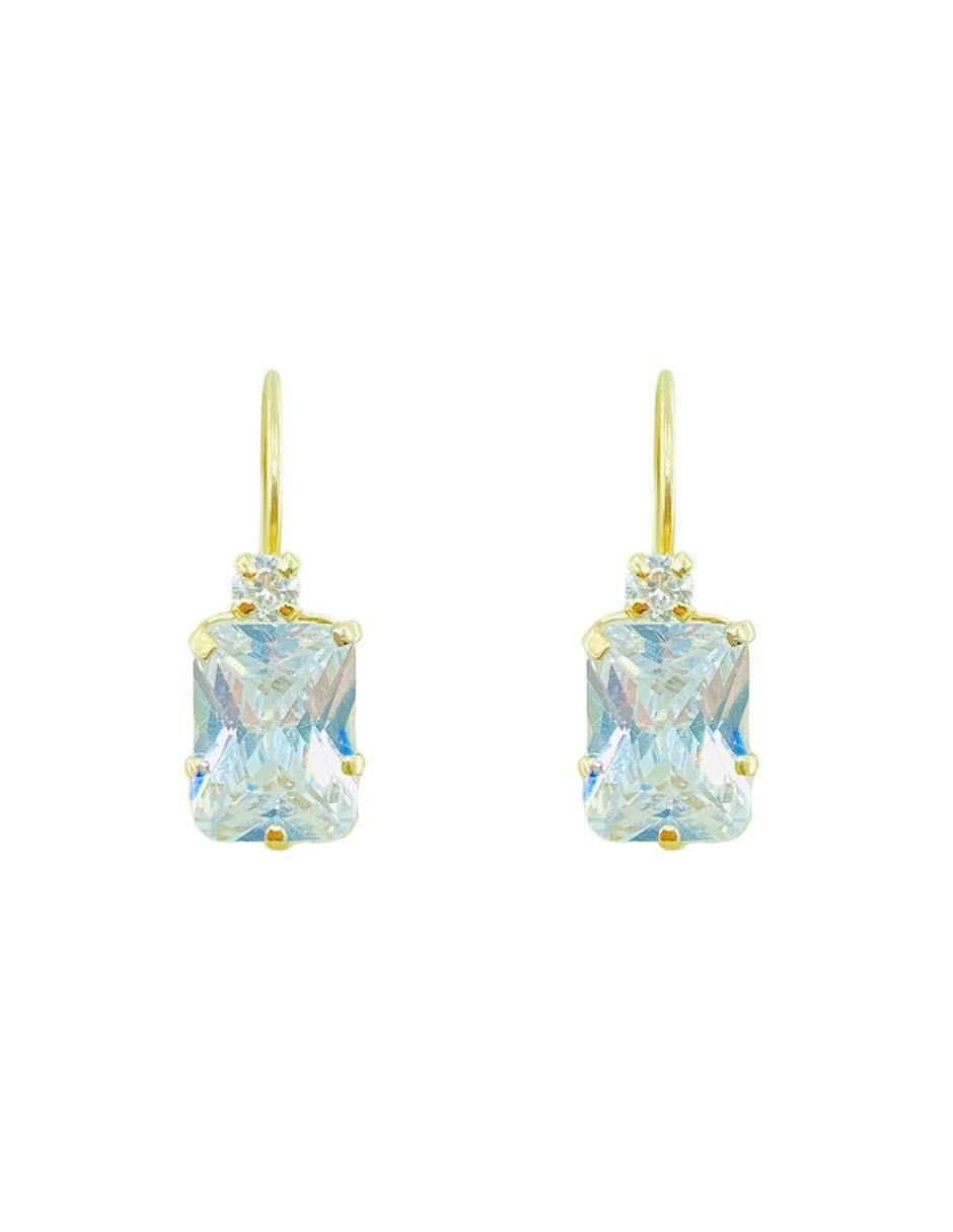 Aretes rectangulares de oro con acabado brillante Aretes rectangulares de oro con acabado brillante