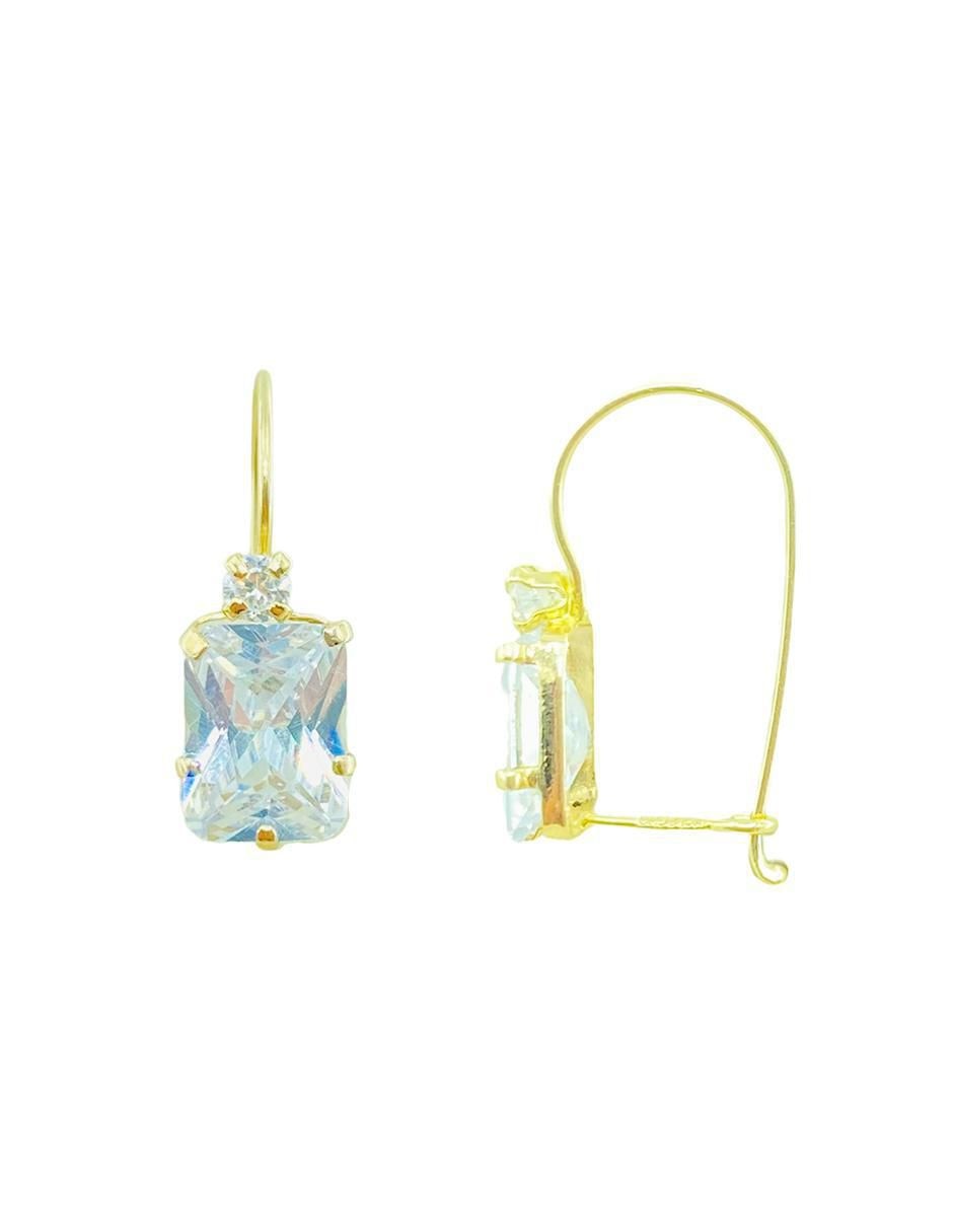 Aretes rectangulares de oro con acabado brillante 2