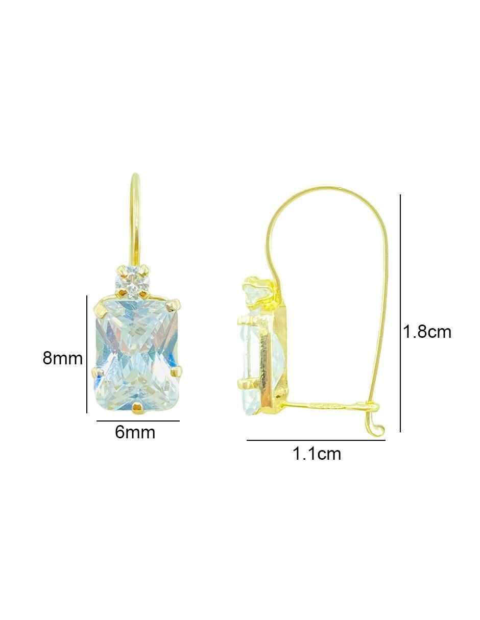 Aretes rectangulares de oro con acabado brillante 4