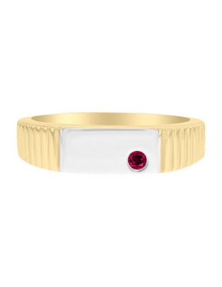 Anillo redondo Jesus 14 k de oro amarillo rubí brillante Anillo redondo Jesus 14 k de oro amarillo rubí brillante