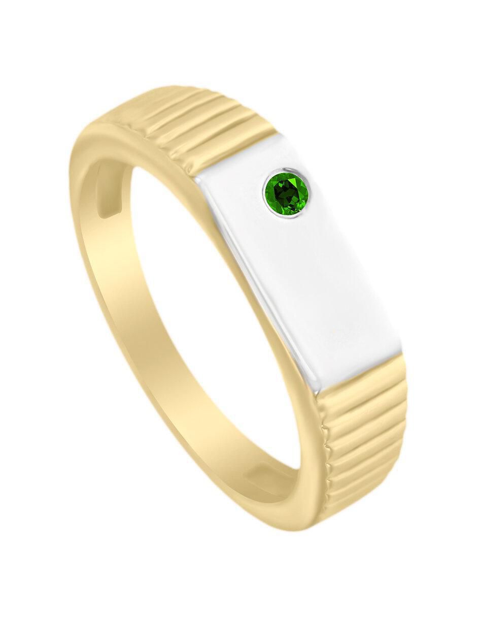 Anillo redondo Jesus 14 k de oro amarillo esmeralda brillante 3