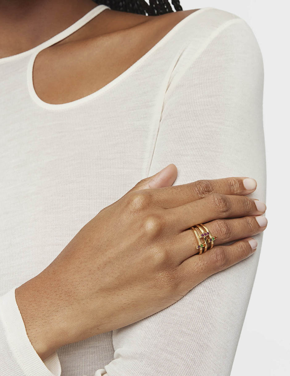 Anillo Tous Basic Colors de plata P 925 rodolita baño de oro