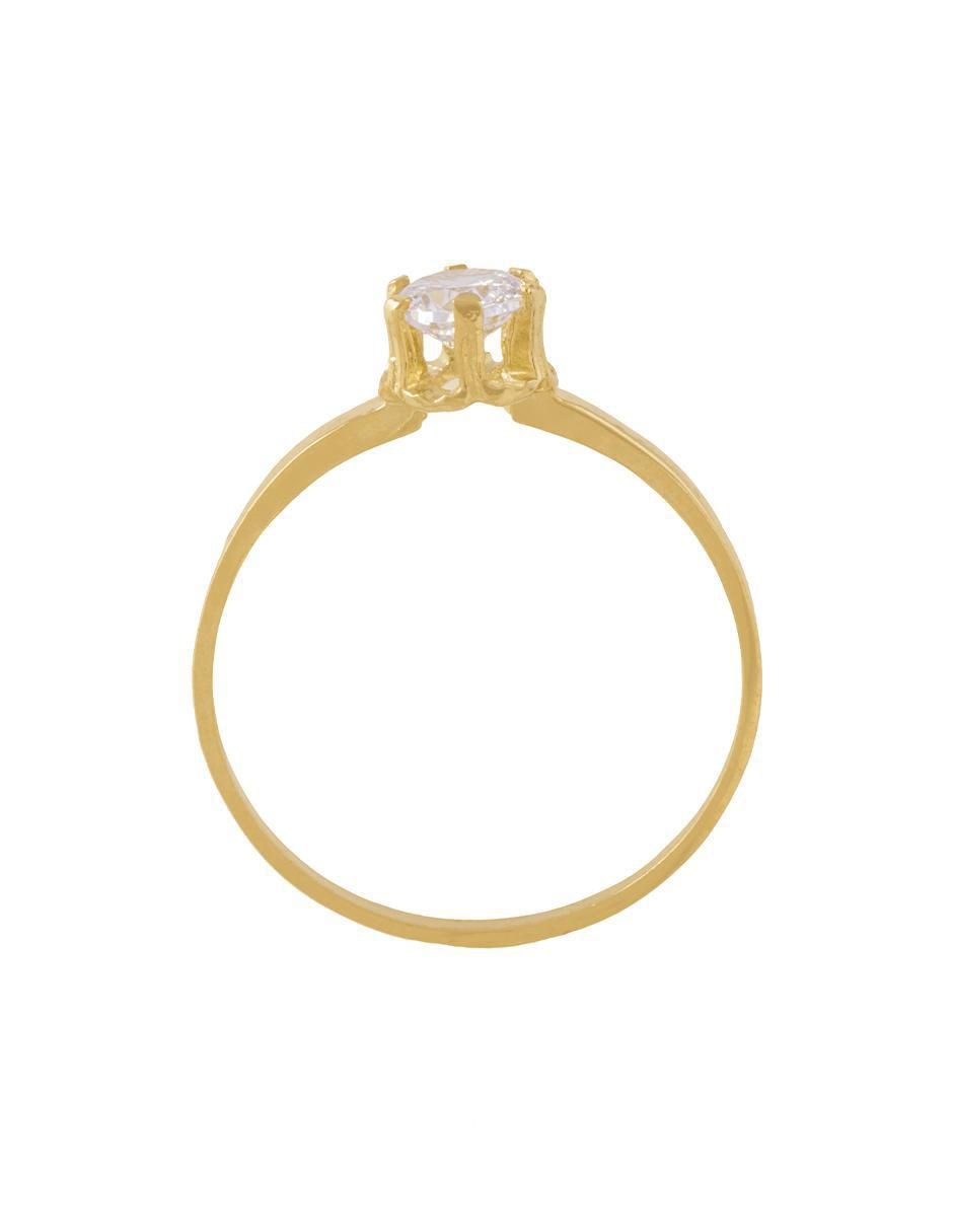 Anillo redondo 10 k de oro zirconia pulido