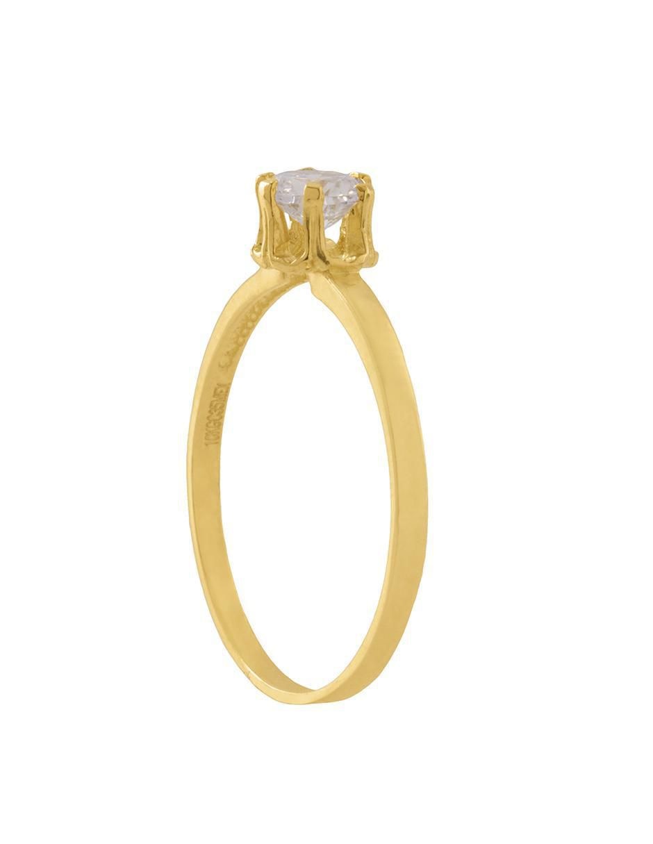 Anillo redondo 10 k de oro zirconia pulido