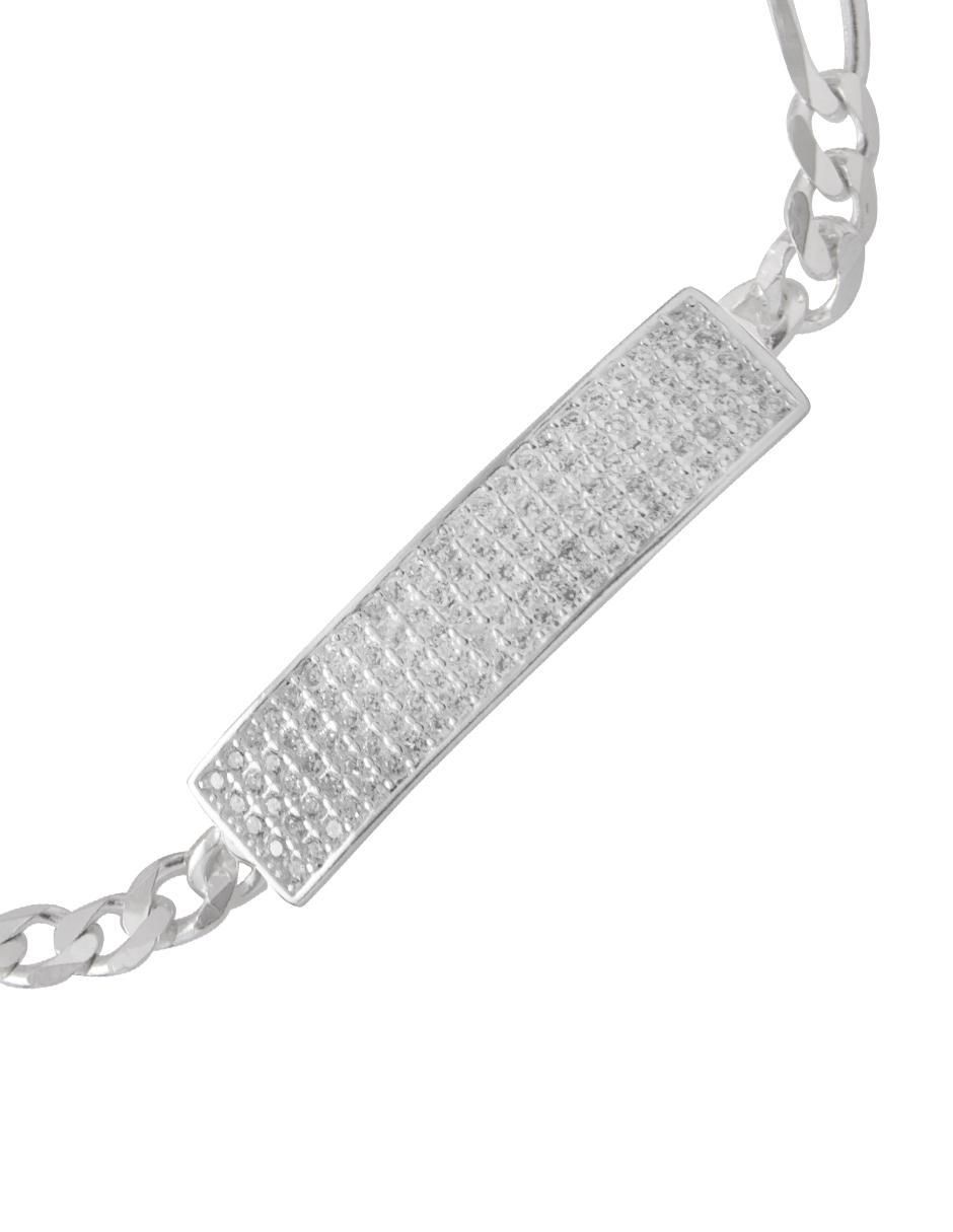Pulsera de plata con zirconia P 925 acabado liso 2