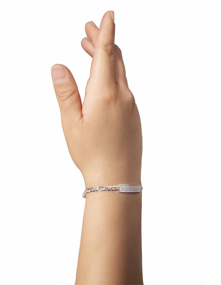 Pulsera de plata con zirconia P 925 acabado liso 3