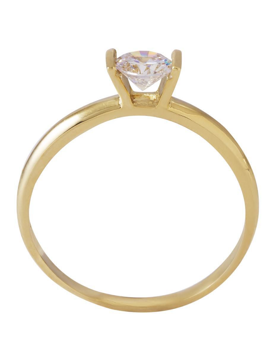 Anillo redondo 10 k de oro zirconia pulido 4