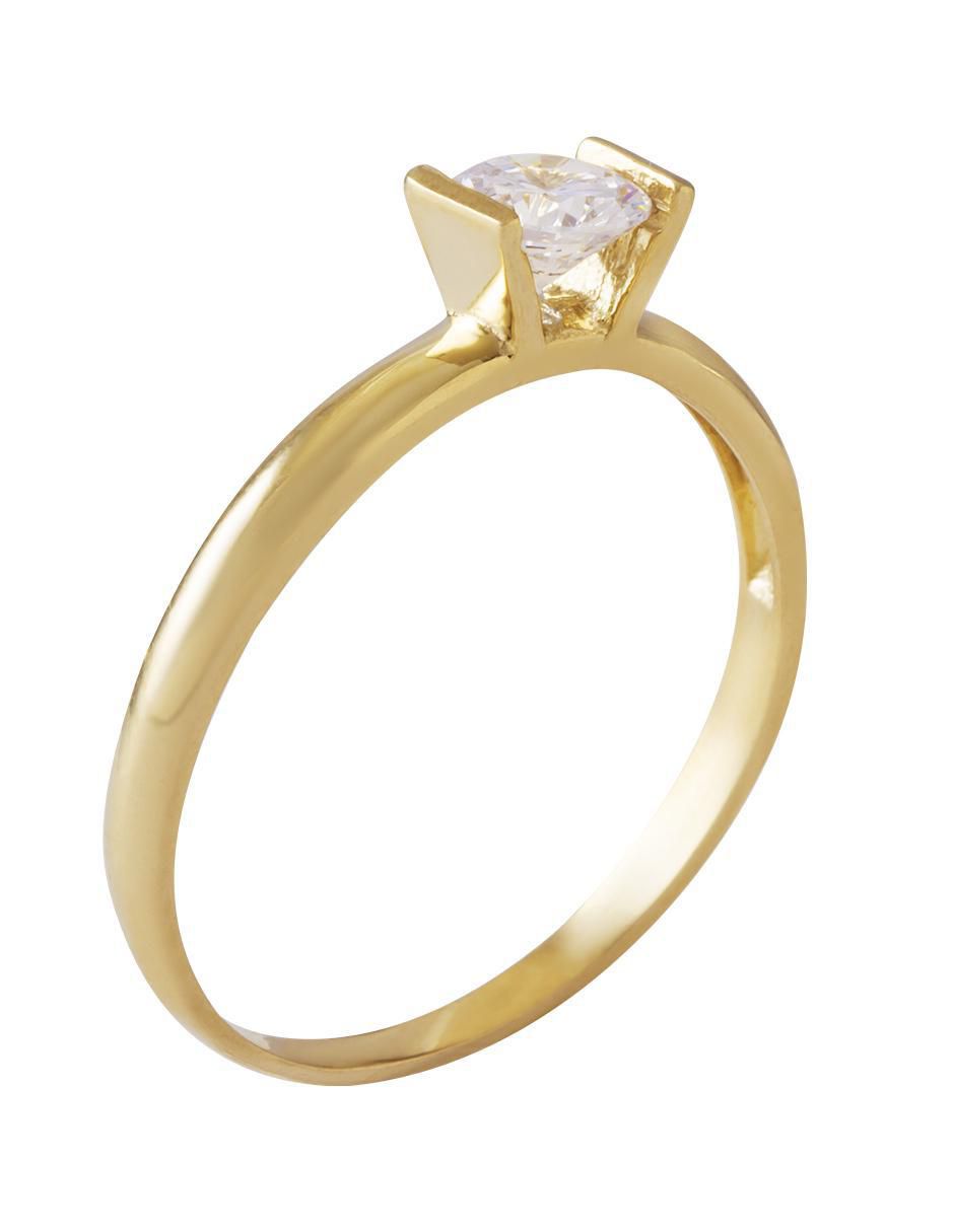 Anillo redondo 10 k de oro zirconia pulido 3