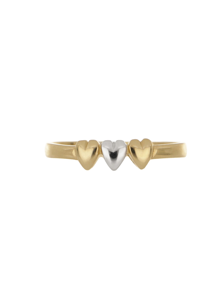 Anillo de corazón de oro amarillo brillante 3