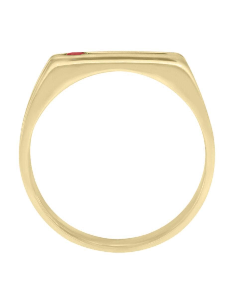 Anillo redondo Ithan 14 k de oro rubí brillante 4