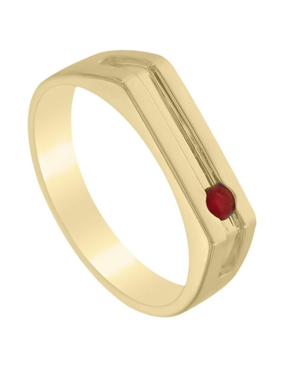 Anillo redondo Ithan 14 k de oro rubí brillante 3