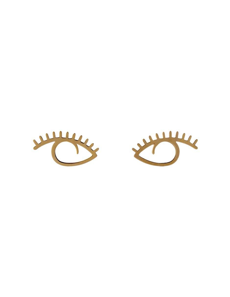 Broqueles de ojo de oro amarillo con acabado espejo