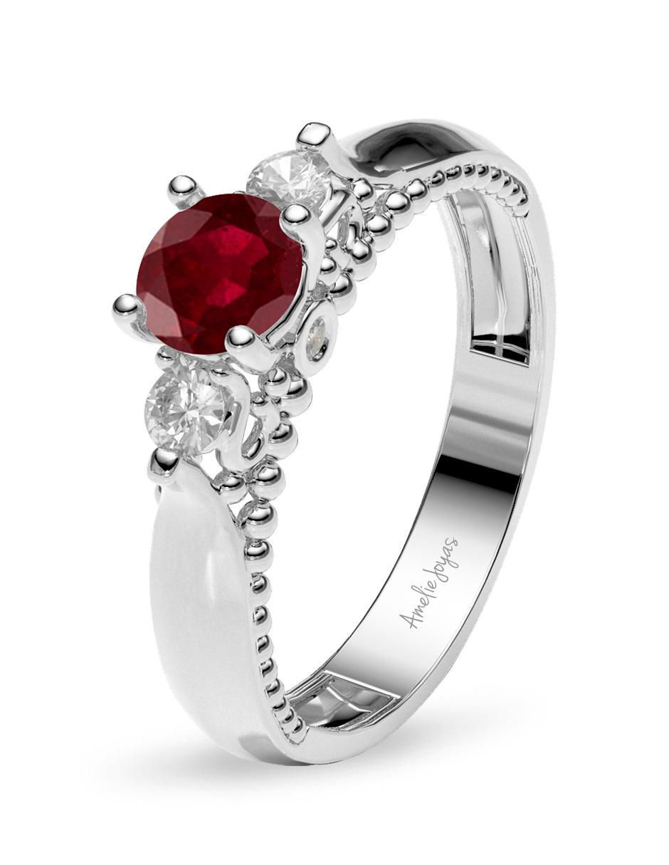 Anillo de compromiso 14 k rubí 4