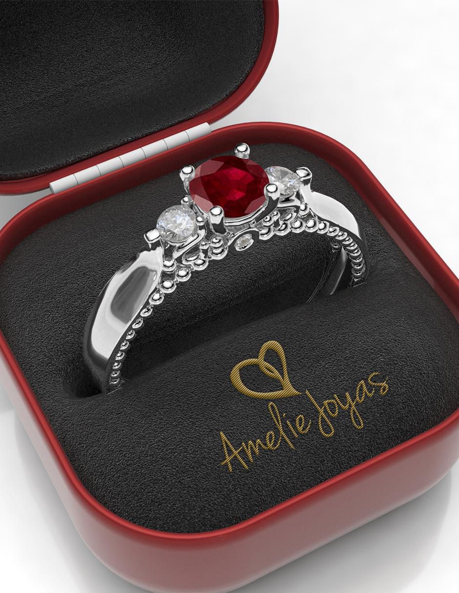 Anillo de compromiso 14 k rubí 2