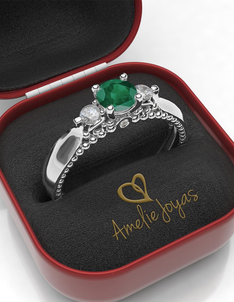 Anillo de compromiso 14 k esmeralda 2