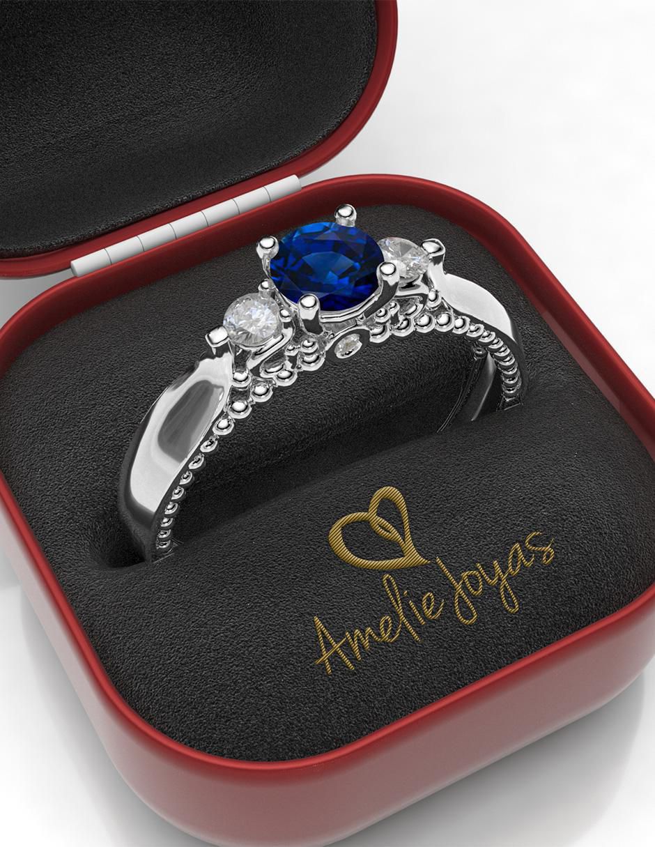 Anillo de compromiso 14 k zafiro 2