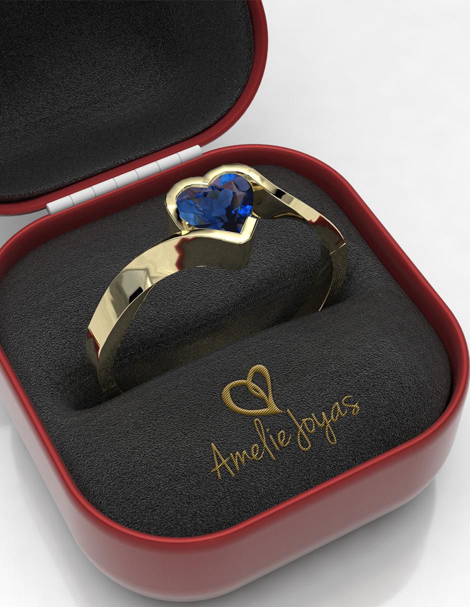 Anillo de compromiso 14 k zafiro 2