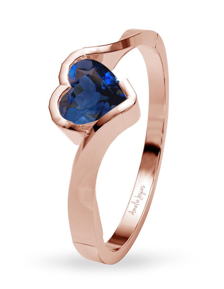 Anillo de compromiso 14 k zafiro 2