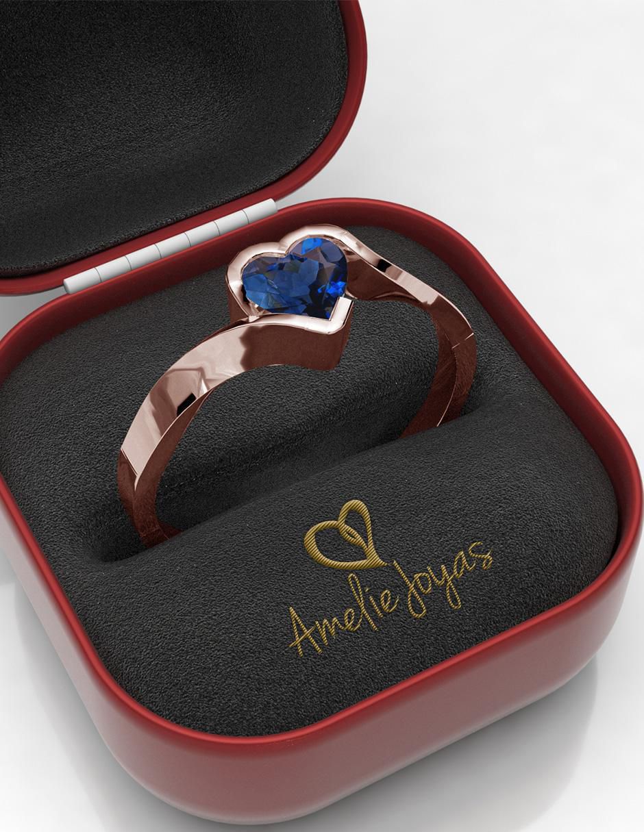 Anillo de compromiso 14 k zafiro 4