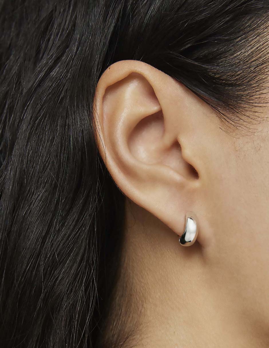 Aretes circulares de plata P 925 con acabado espejo 6