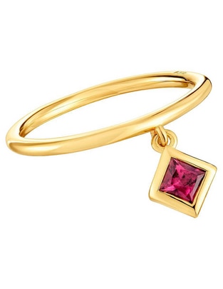 Anillo de rombo Basic Colors de plata P 925 rodolita con acabado baño de oro