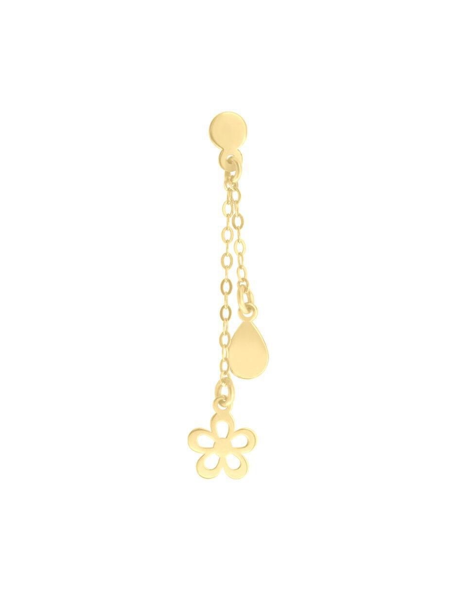 Aretes de flor de oro amarillo 14 K con acabado brillante 3