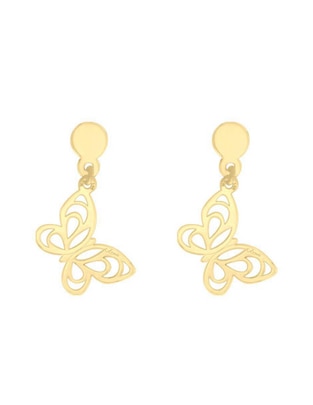 Aretes de mariposa de oro con acabado brillante
