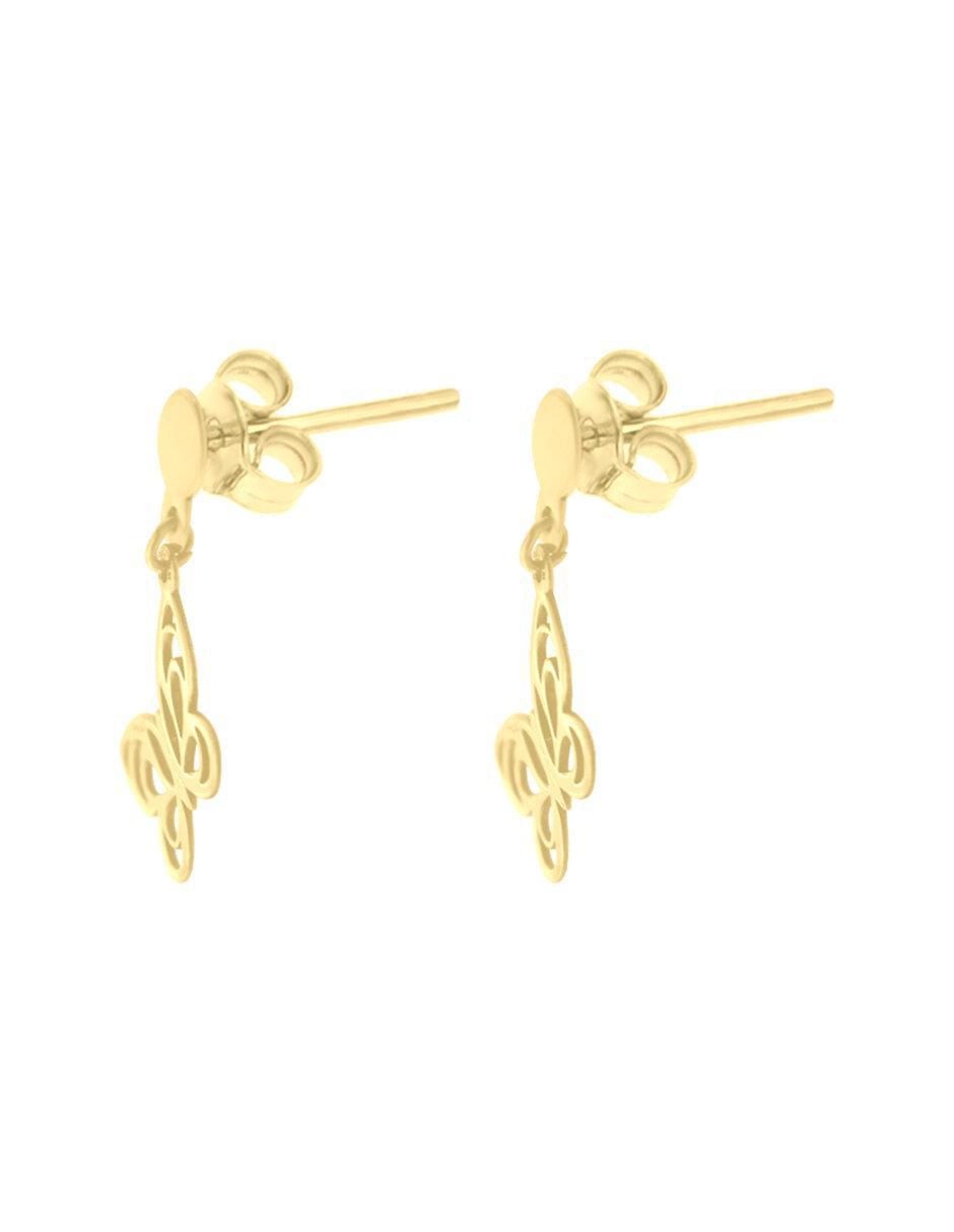 Aretes de mariposa de oro con acabado brillante 2