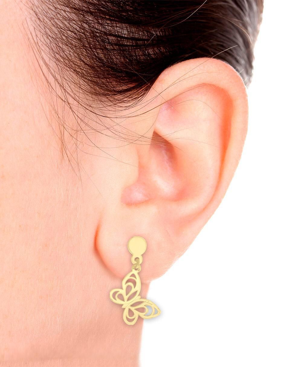 Aretes de mariposa de oro con acabado brillante 3