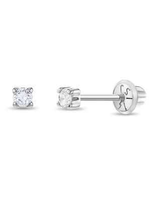 Broqueles cuadrados In Season Jewelry de oro blanco con acabado brillante zirconia cúbica