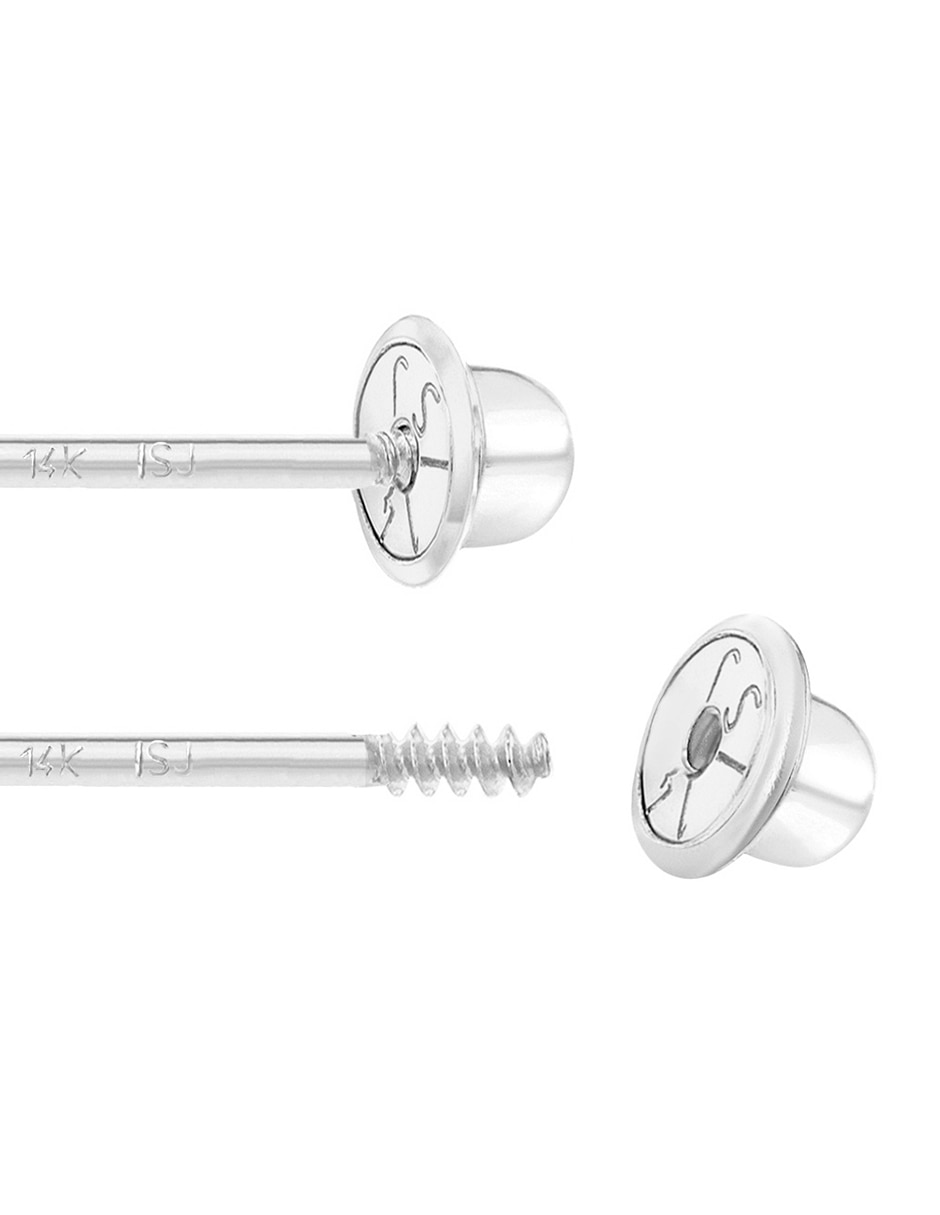 Broqueles de cruz de oro blanco con acabado brillante zirconia cúbica