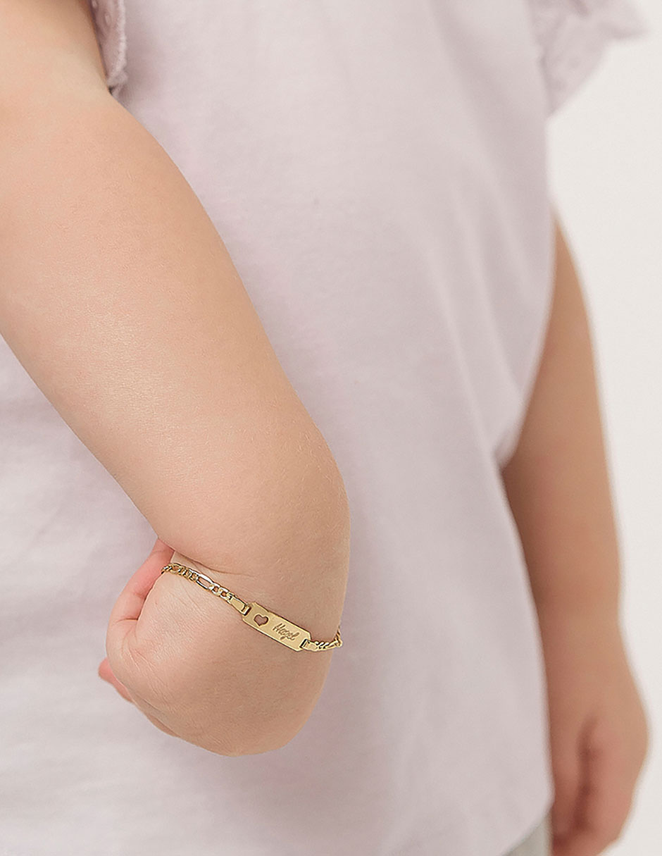 Pulsera de oro amarillo 14 K acabado liso 2
