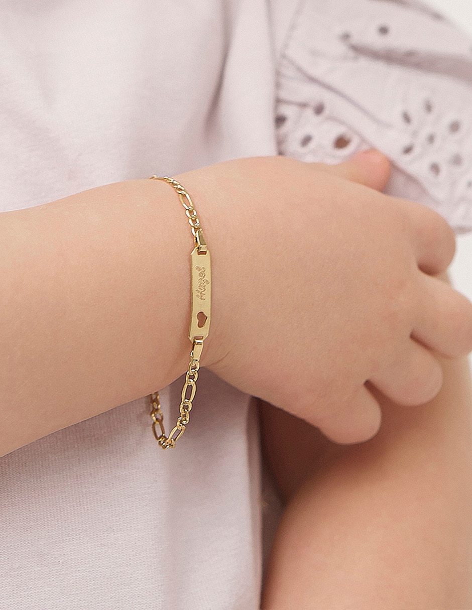 Pulsera de oro amarillo 14 K acabado liso 3