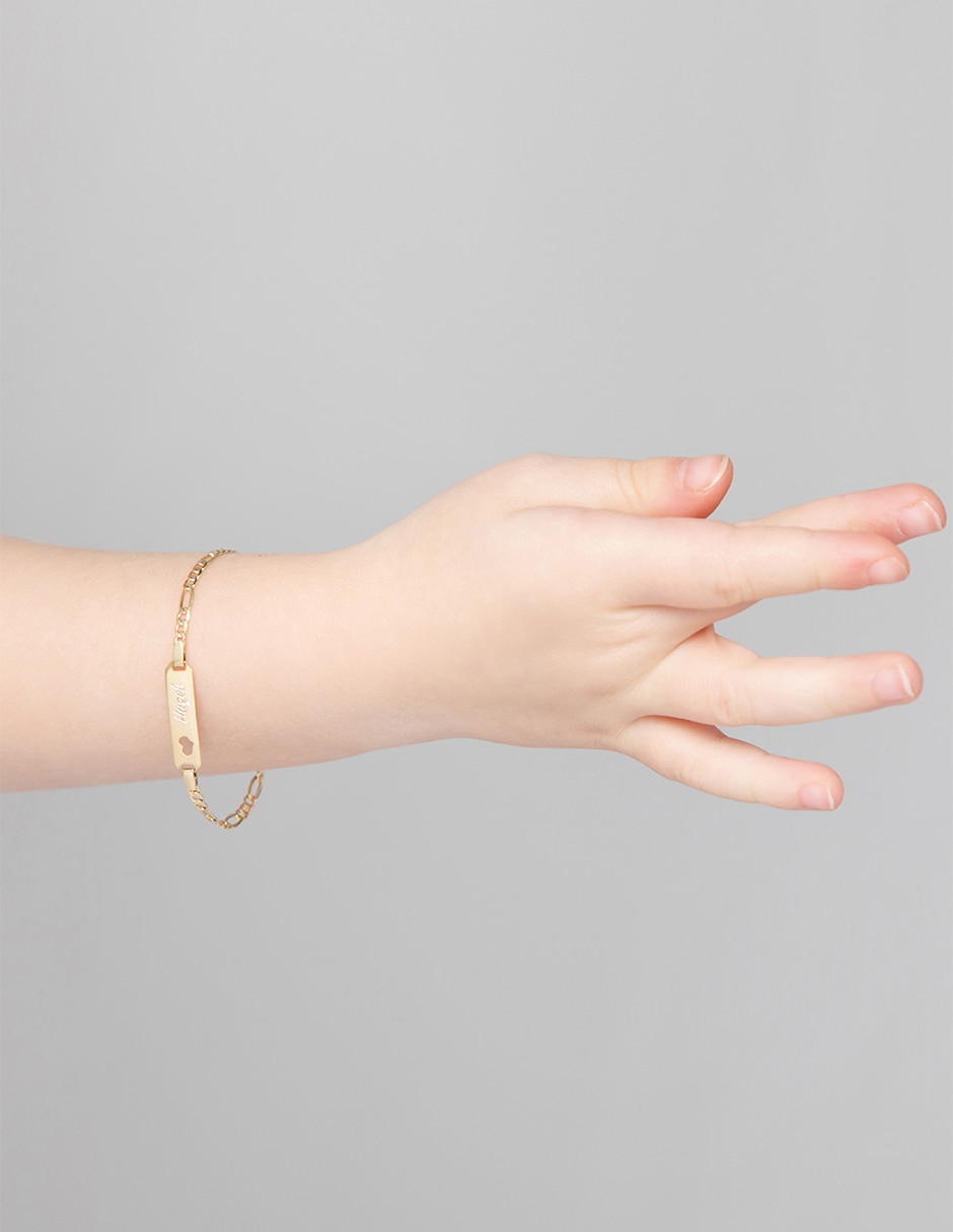 Pulsera de oro amarillo 14 K acabado liso 4