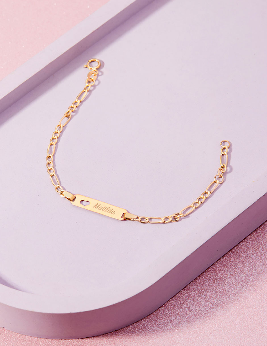 Pulsera de oro amarillo 14 K acabado liso 5