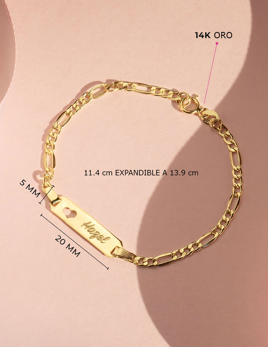 Pulsera de oro amarillo 14 K acabado liso 6