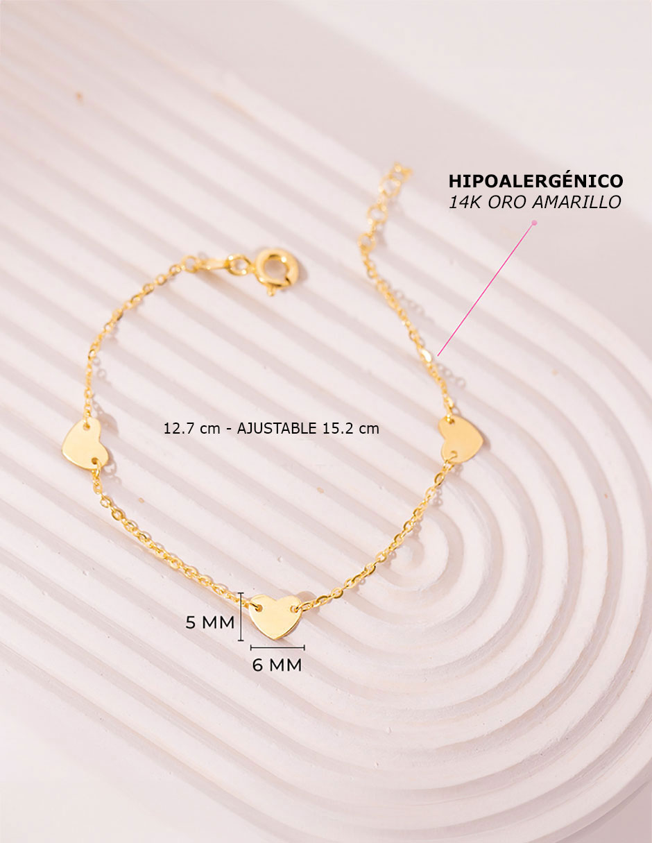 Pulsera de oro amarillo 14 K acabado brillante 4