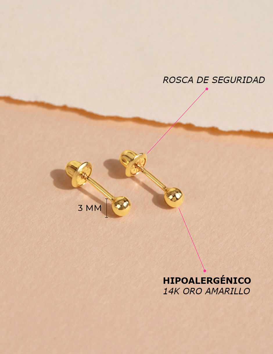 Broqueles redondos de oro amarillo con acabado brillante Broqueles redondos de oro amarillo con acabado brillante