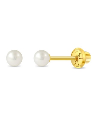 Broqueles redondos de oro amarillo con acabado brillante perla 1