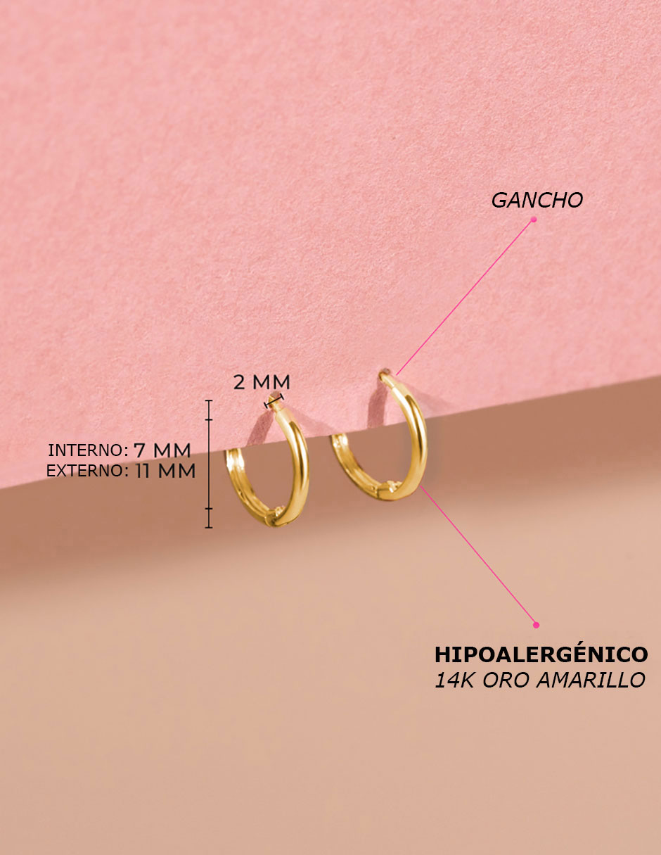 Aretes de aro redondos de oro amarillo con acabado brillante Aretes de aro redondos de oro amarillo con acabado brillante