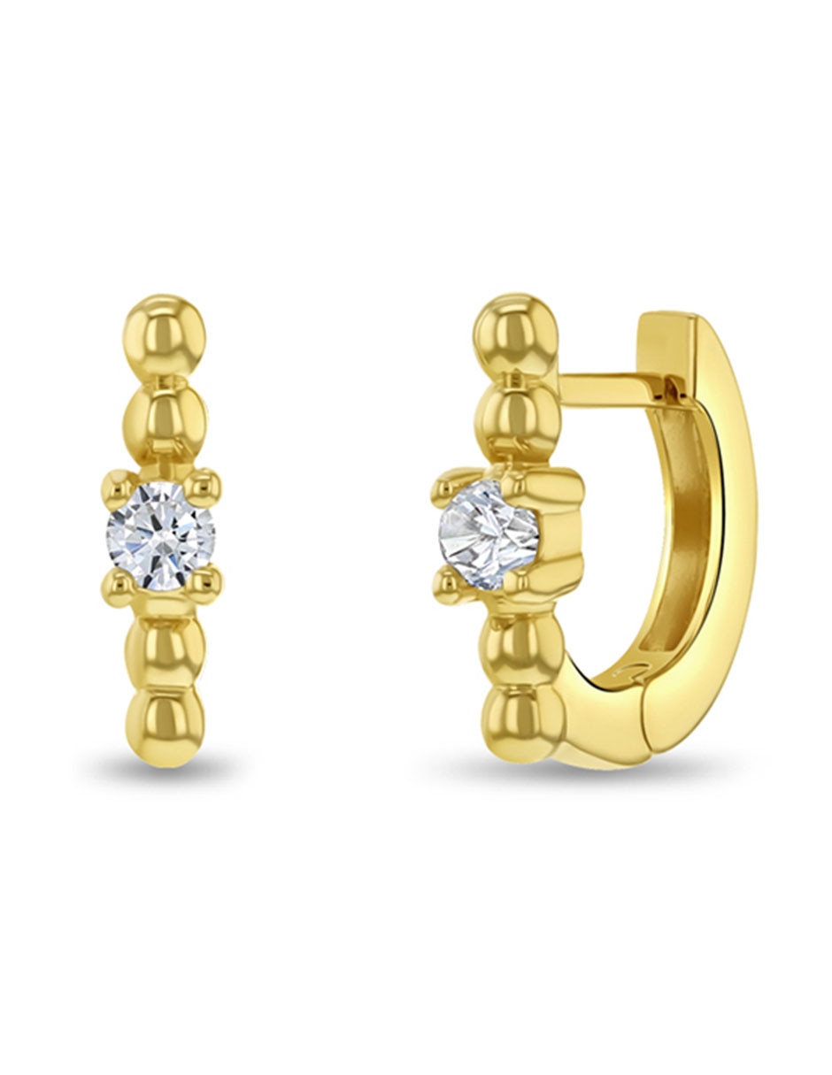 Aretes de aro de oro amarillo 14 K con acabado brillante Aretes de aro de oro amarillo 14 K con acabado brillante